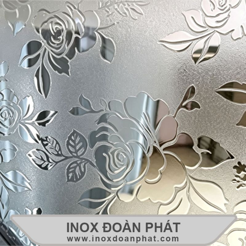 Inox hoa văn hoa hồng trắng
